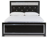 Kaydell Queen Upholstered Panel Bed with Mirrored Dresser Tuscaloosa Furniture Outlet