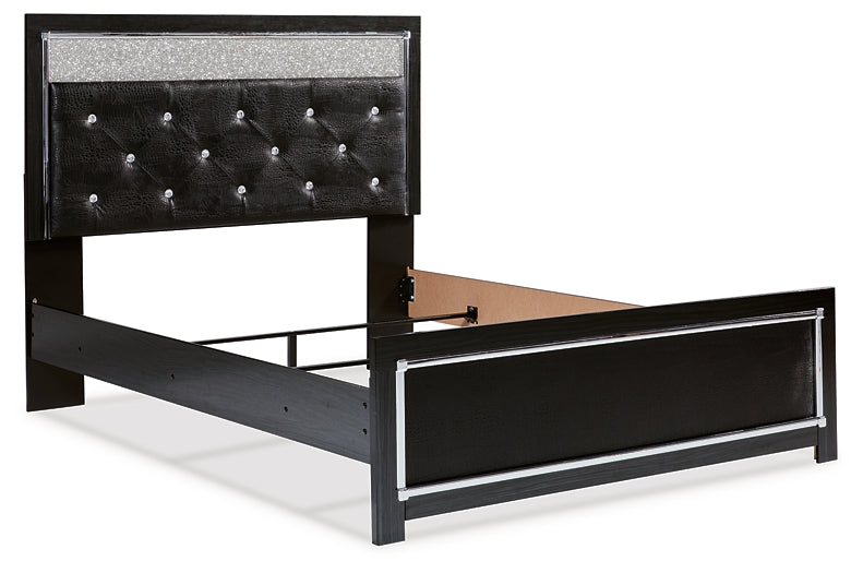 Kaydell Queen Upholstered Panel Bed with Mirrored Dresser Tuscaloosa Furniture Outlet