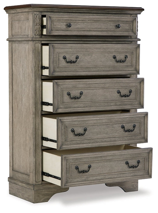 Lodenbay California King Panel Bed with Mirrored Dresser, Chest and Nightstand Tuscaloosa Furniture Outlet