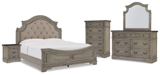 Lodenbay California King Panel Bed with Mirrored Dresser, Chest and Nightstand Tuscaloosa Furniture Outlet