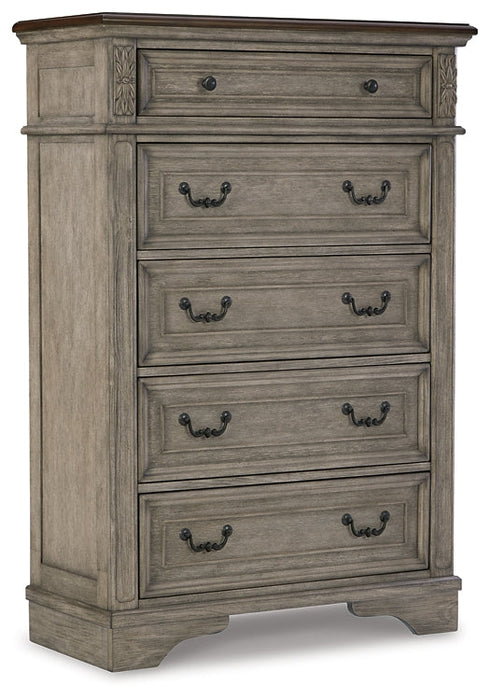 Lodenbay California King Panel Bed with Mirrored Dresser, Chest and Nightstand Tuscaloosa Furniture Outlet