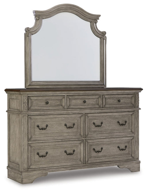 Lodenbay California King Panel Bed with Mirrored Dresser, Chest and Nightstand Tuscaloosa Furniture Outlet