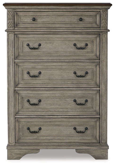 Lodenbay California King Panel Bed with Mirrored Dresser and Chest Tuscaloosa Furniture Outlet