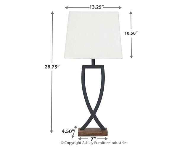 Makara Metal Table Lamp (2/CN) Tuscaloosa Furniture Outlet