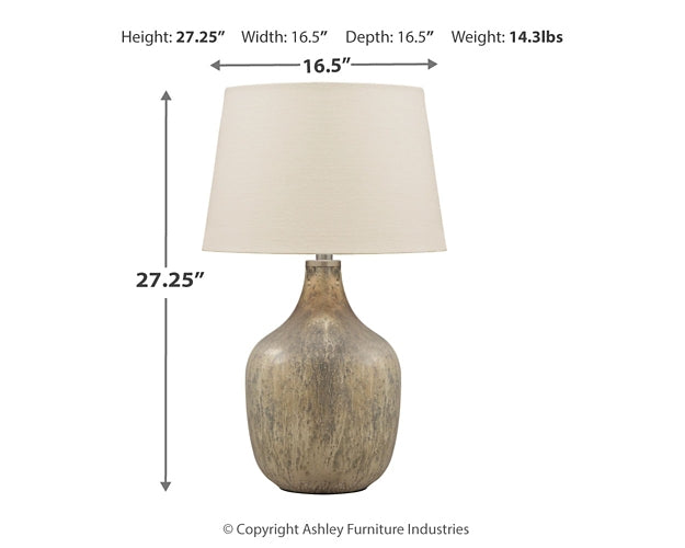 Mari Glass Table Lamp (1/CN) Tuscaloosa Furniture Outlet