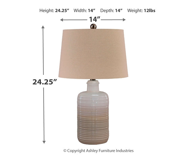 Marnina Ceramic Table Lamp (2/CN) Tuscaloosa Furniture Outlet