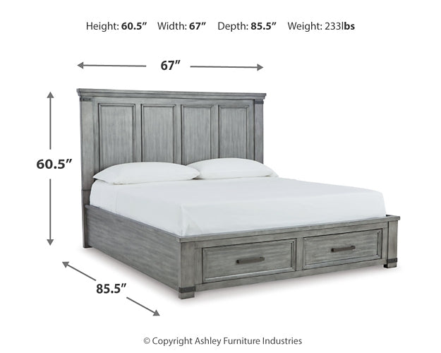 Russelyn Queen Storage Bed with Mirrored Dresser Tuscaloosa Furniture Outlet