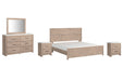 Senniberg King Panel Bed with Mirrored Dresser and 2 Nightstands Tuscaloosa Furniture Outlet