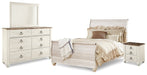 Willowton Queen Sleigh Bed with Mirrored Dresser and Nightstand Tuscaloosa Furniture Outlet