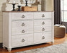 Willowton Six Drawer Dresser Tuscaloosa Furniture Outlet