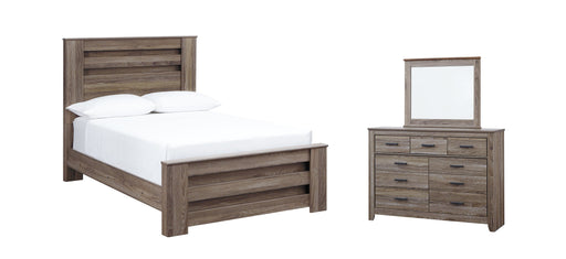 Zelen Full Panel Bed with Mirrored Dresser Tuscaloosa Furniture Outlet