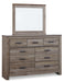 Zelen King Panel Bed with Mirrored Dresser Tuscaloosa Furniture Outlet