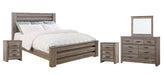 Zelen King Panel Bed with Mirrored Dresser and 2 Nightstands Tuscaloosa Furniture Outlet