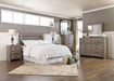 Zelen Queen/Full Panel Headboard with Mirrored Dresser, Chest and 2 Nightstands Tuscaloosa Furniture Outlet