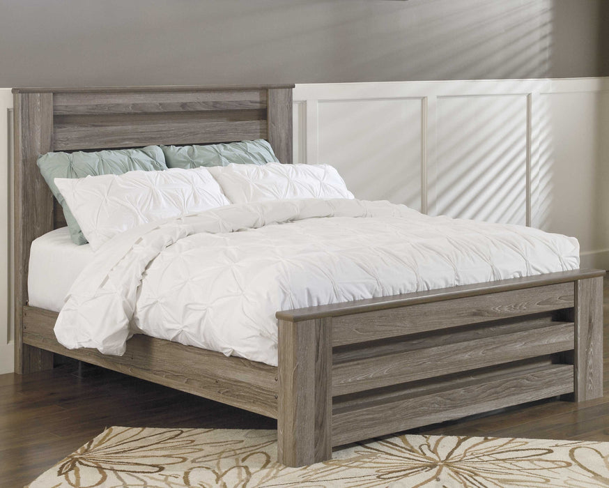 Zelen Queen Panel Bed with Mirrored Dresser Tuscaloosa Furniture Outlet