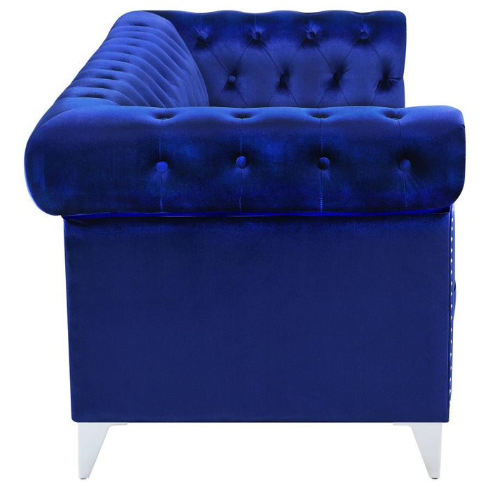 Bleker Tufted Tuxedo Arm Sofa Blue