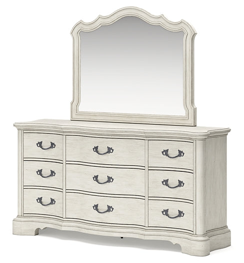 Arlendyne King Upholstered Bed with Mirrored Dresser