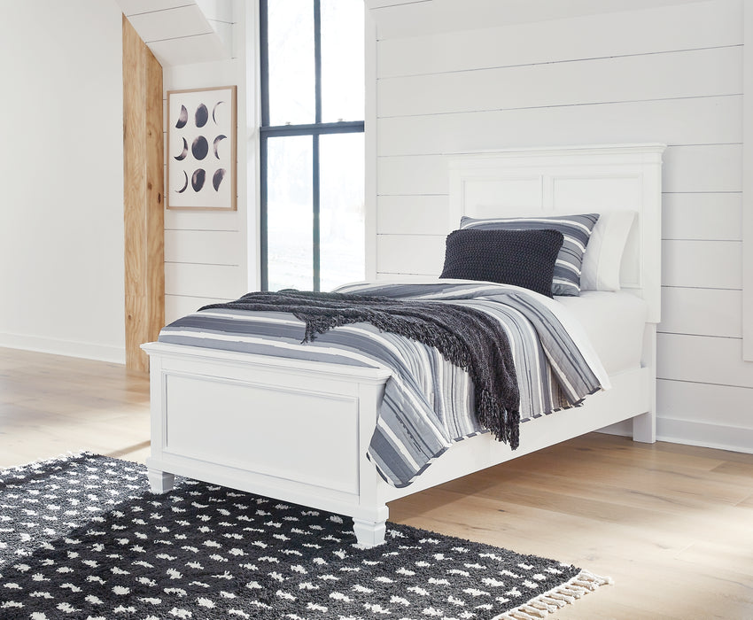 Fortman Twin Panel Bed with Mirrored Dresser