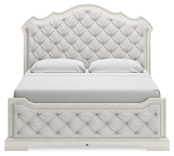 Arlendyne California King Upholstered Bed with Mirrored Dresser and Nightstand