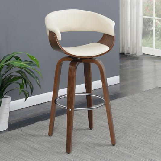 Zion Upholstered Swivel Bar Stool Walnut and Ecru