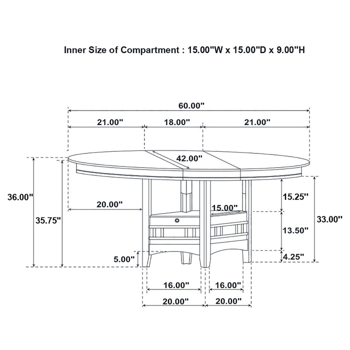 Lavon Oval 60-inch Extension Counter Dining Table Chestnut