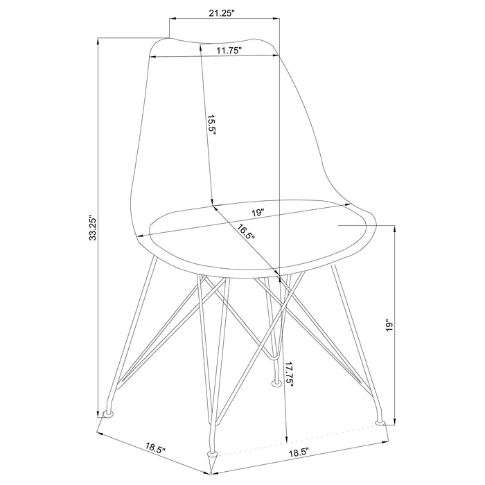 Juniper Polypropylene Dining Side Chair Grey (Set of 2)