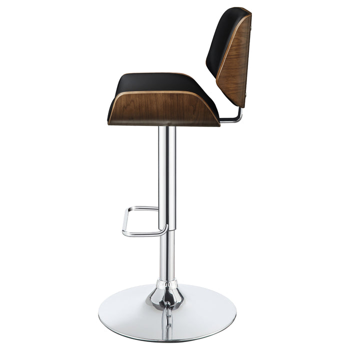 Folsom Upholstered Adjustable Bar Stool Black and Chrome