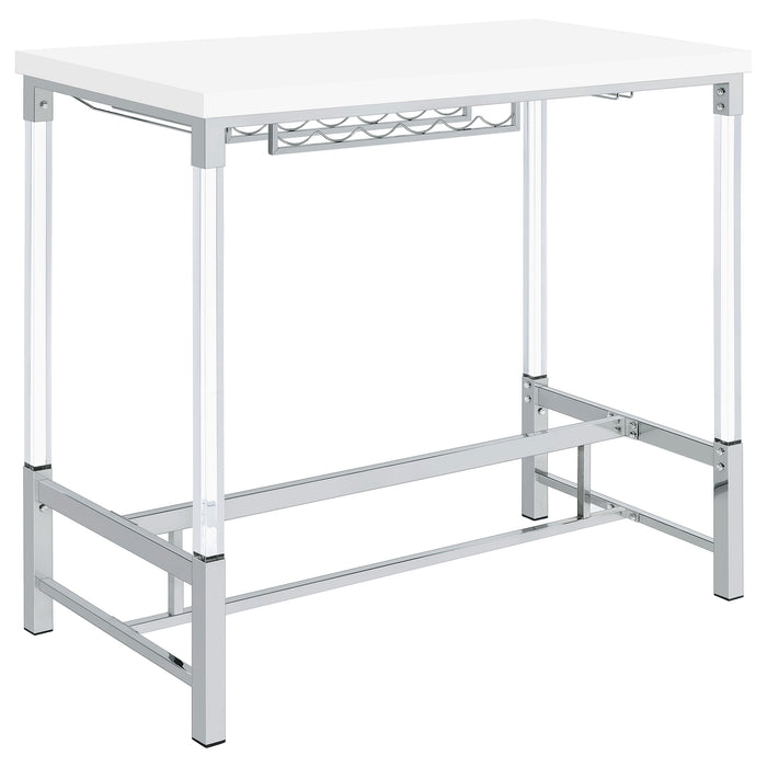 Norcrest 47-inch Acrylic Leg Bar Table White High Gloss