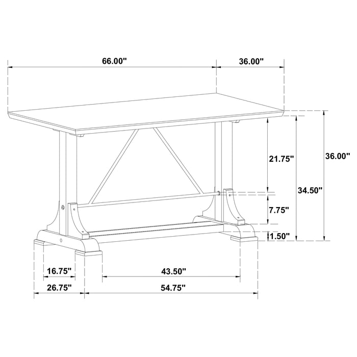 Aldrich 66-inch Marble Top Counter Height Dining Table White