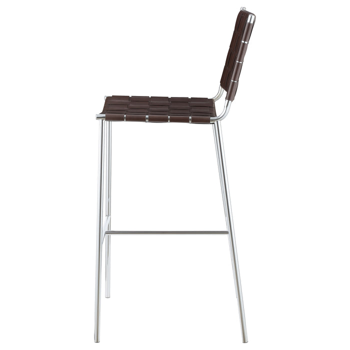 Adelaide Upholstered Pub Height Bar Stool Brown and Chrome