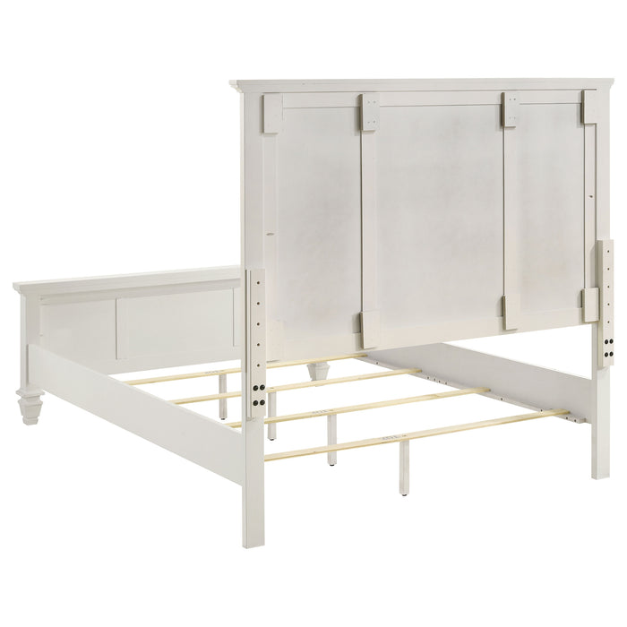 Sandy Beach Wood Queen Panel Bed Cream White