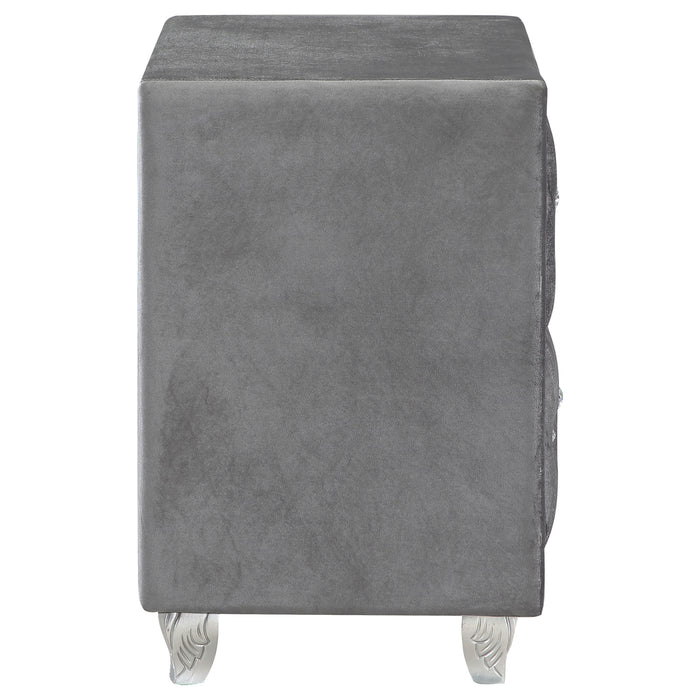 Deanna Upholstered 2-drawer Nightstand Grey