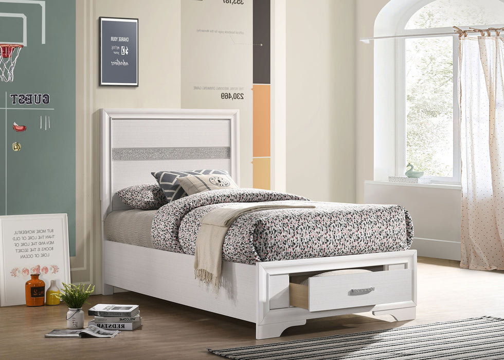 Miranda 51-inch Wood Twin Storage Panel Bed White