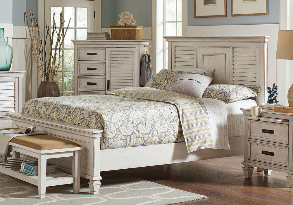 Franco Wood Eastern King Panel Bed Distressed White