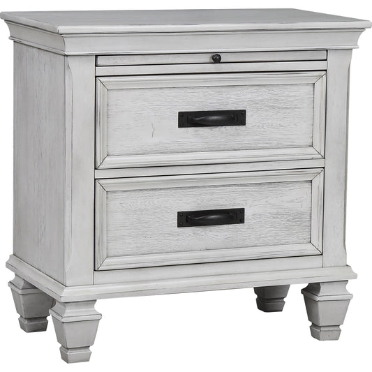 Franco 2-drawer Nightstand Distressed White