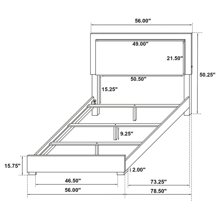 Marceline Wood Full LED Panel Bed White