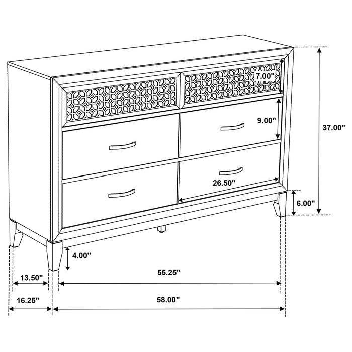 Valencia 6-drawer Dresser Black