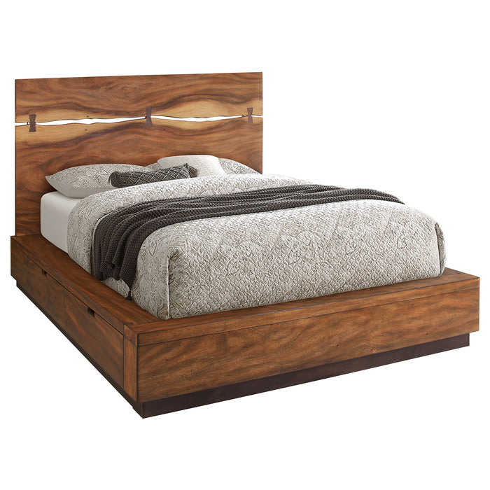 Winslow Wood Queen Storage Panel Bed Smokey Walnut