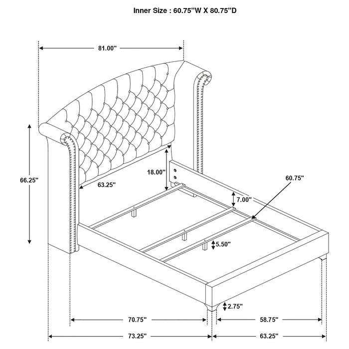 Melody Upholstered Queen Wingback Bed Grey