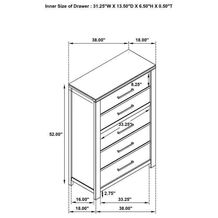 Kieran 5-drawer Bedroom Chest Grey