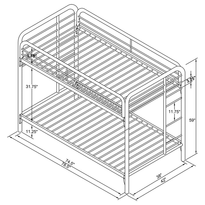 Morgan Metal Twin Over Twin Bunk Bed Black