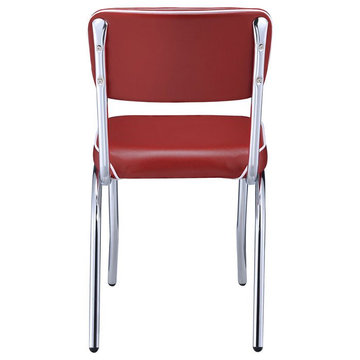 Retro Upholstered Dining Side Chair Red (Set of 2)