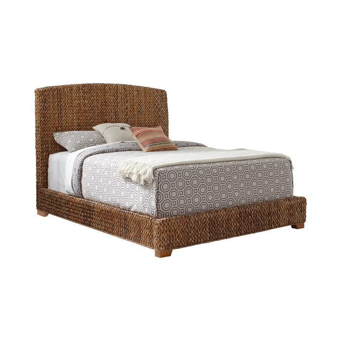 Laughton Banana Leaf Queen Panel Bed Amber