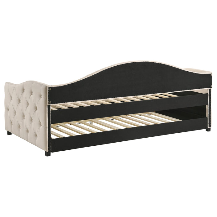 Sadie Upholstered Twin Daybed with Trundle Taupe