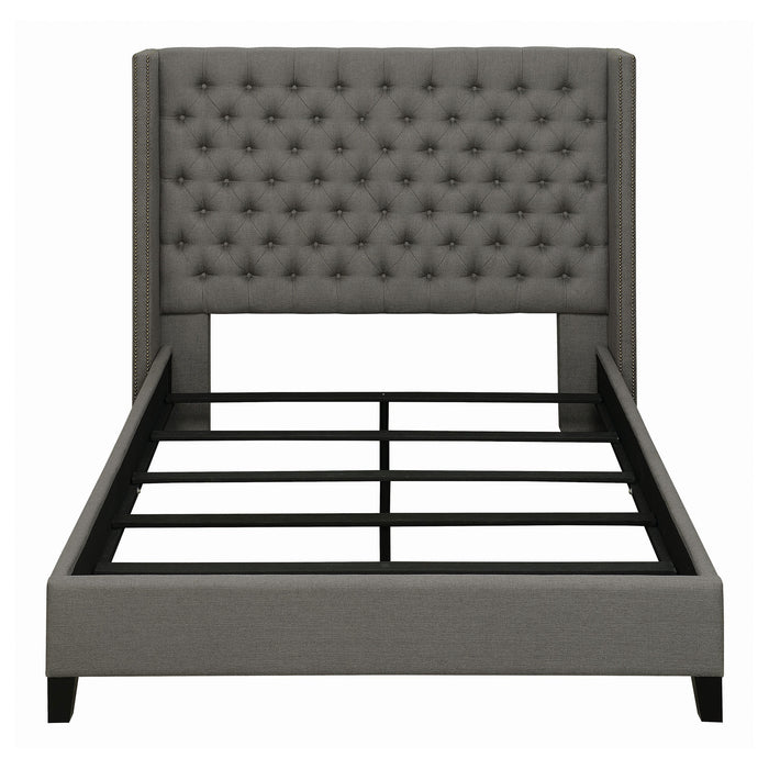 Bancroft Upholstered Queen Wingback Bed Grey