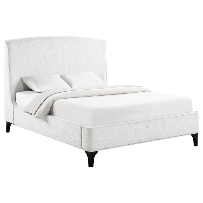 Mosby Upholstered Queen Wingback Bed Snow