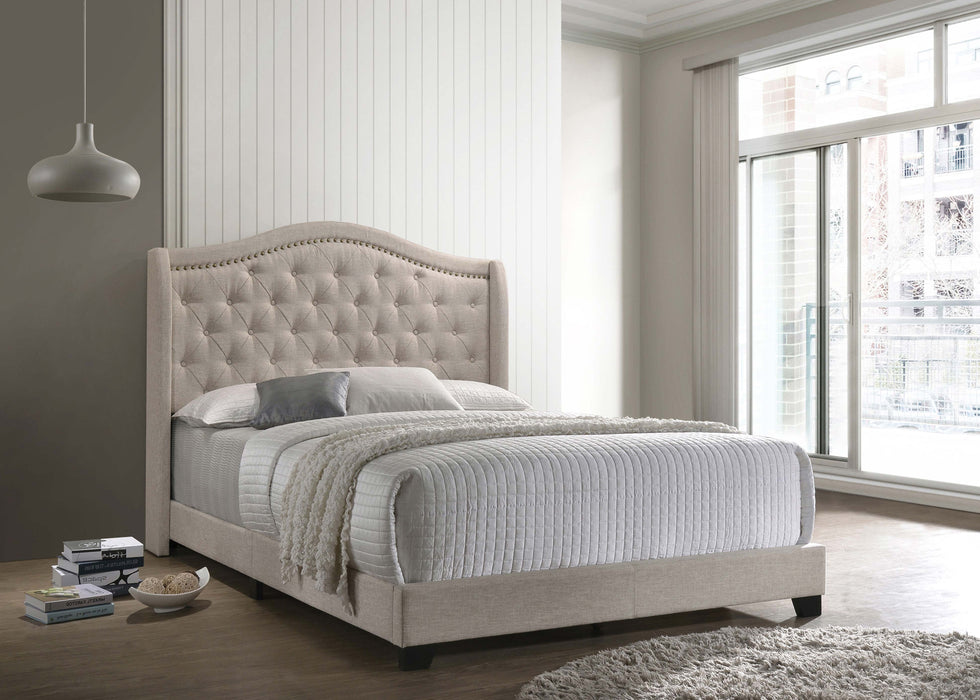 Sonoma Upholstered Queen Wingback Bed Beige