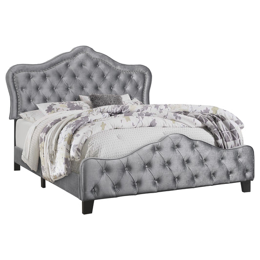 Bella Upholstered California King Panel Bed Grey