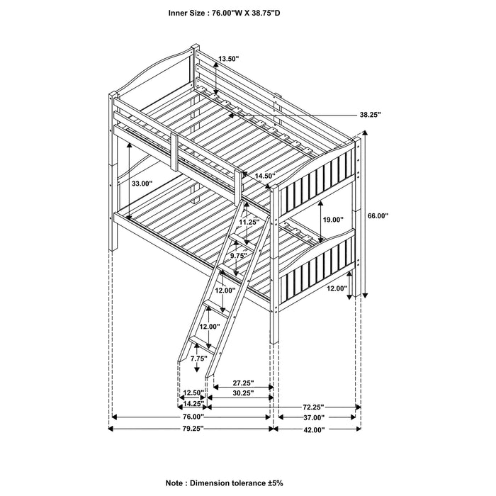 Arlo Wood Twin Over Twin Bunk Bed White