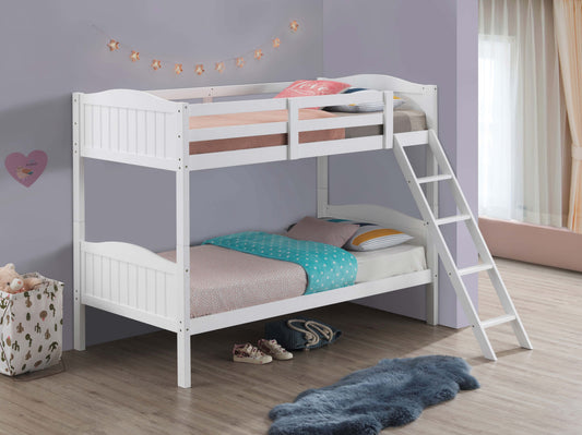 Arlo Wood Twin Over Twin Bunk Bed White